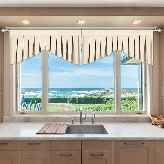 Beige Curtain Valances for Living Room by OYRING