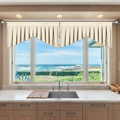 Beige Curtain Valances for Living Room by OYRING