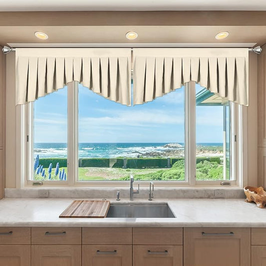 Beige Curtain Valances for Living Room by OYRING