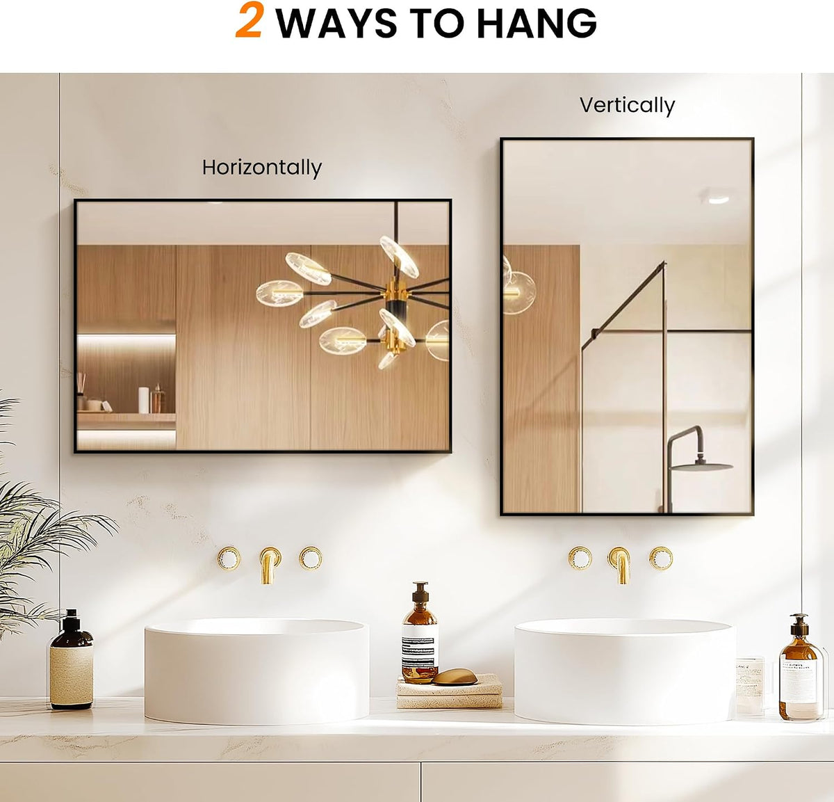 bathroom vanity mirror for wall 2pack 36"x24" bathroom, package contents
