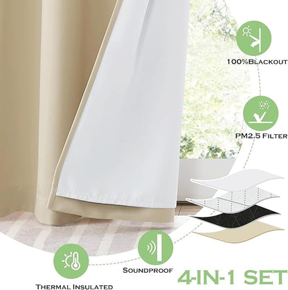 KGORGE 4-in-1 Soundproof Anti Dust 100% Blackout Curtains - Image 5