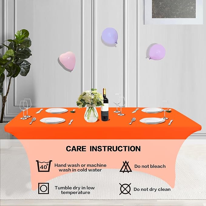 IVAPUPU 4FT Table Cloth for Rectangular Fitted Events Stretch Orange Table - Image 5