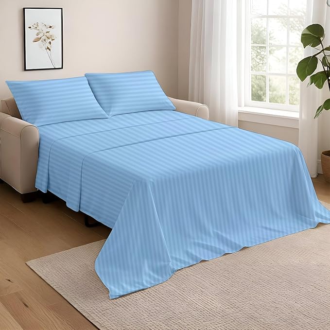 NON Sticky cotton Queen Size Sleeper Sofa Sheets, 4 Piece Egyptian Cotton Bed by Non-StickyCotton