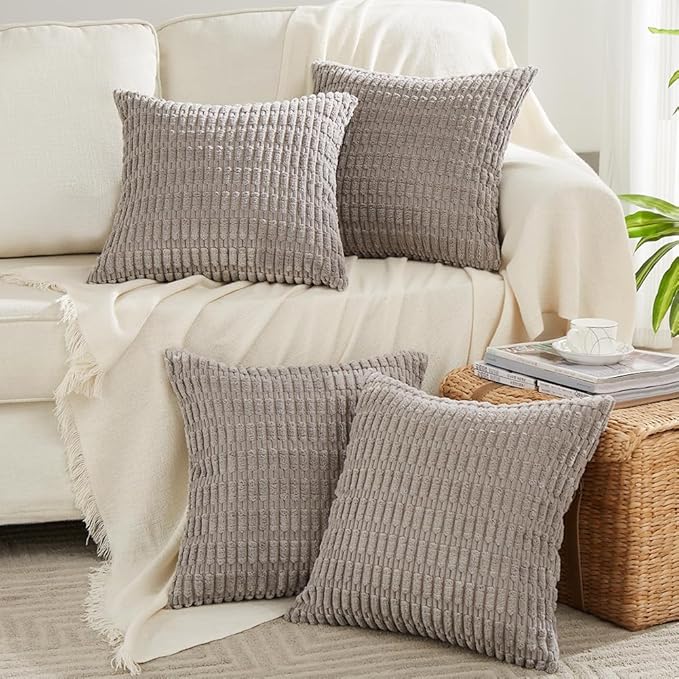 Fancy Homi 4 Packs Grey Decorative Throw Pillow Covers 26x26 Inch by Fancy+Homi