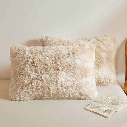 XeGe Tie Dye Faux Fur Fluffy Throw Pillow Cases, Plush Shaggy Soft Furry by XeGe