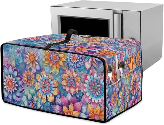 Boho Mandala Floral Print Microwave Oven Dust Cover by HwzdsyxlCreativeHomeDecor