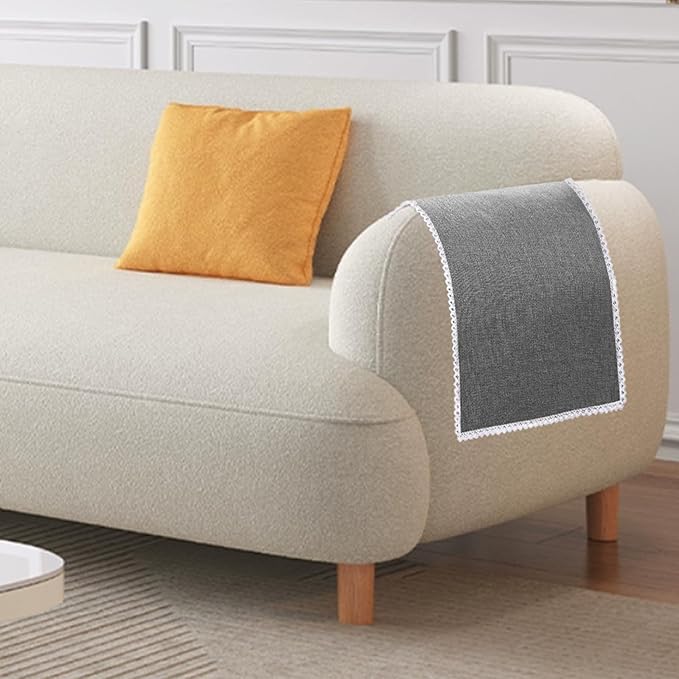 Ntomtuex Linen Couch Arm Covers Lace Edge Non-Slip Sofa Armrest Slipcover Covers - Image 5