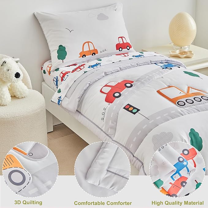 DuShow 4 Pieces Cars Toddler Bedding Set - Image 2