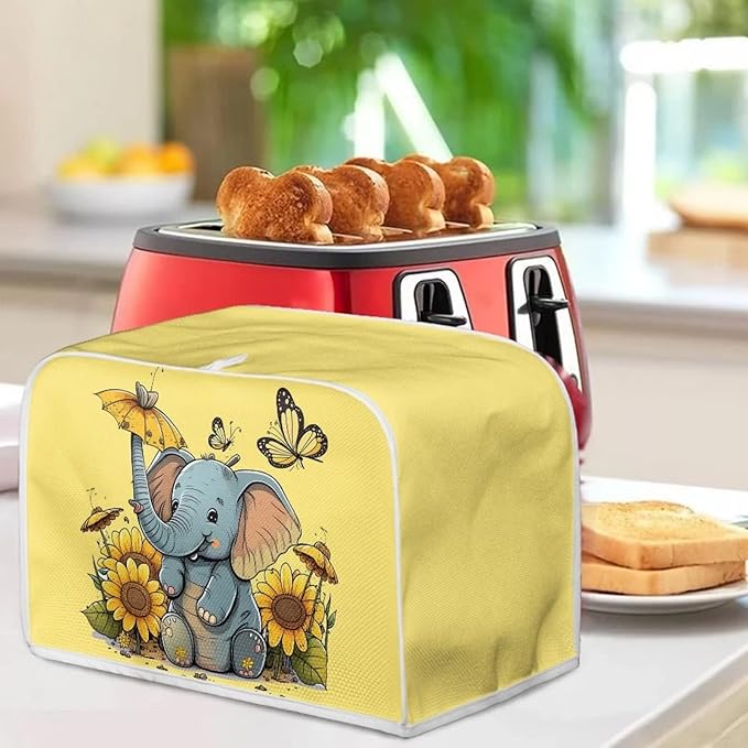 ZFRXIGN Elephant Sunflower Toaster Cover 2 Slice Small Appliance Covers Kitchen - Image 3