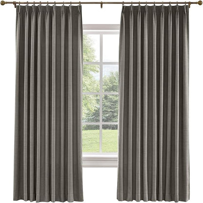 TWOPAGES 72 W x 102 L inch Pinch Pleated Curtain Room Darkening Linen Drapery by TWOPAGES