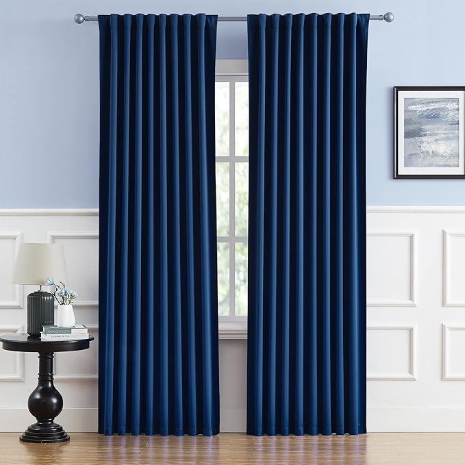 DUALIFE Dark Navy Blue Blackout Curtains by DUALIFE