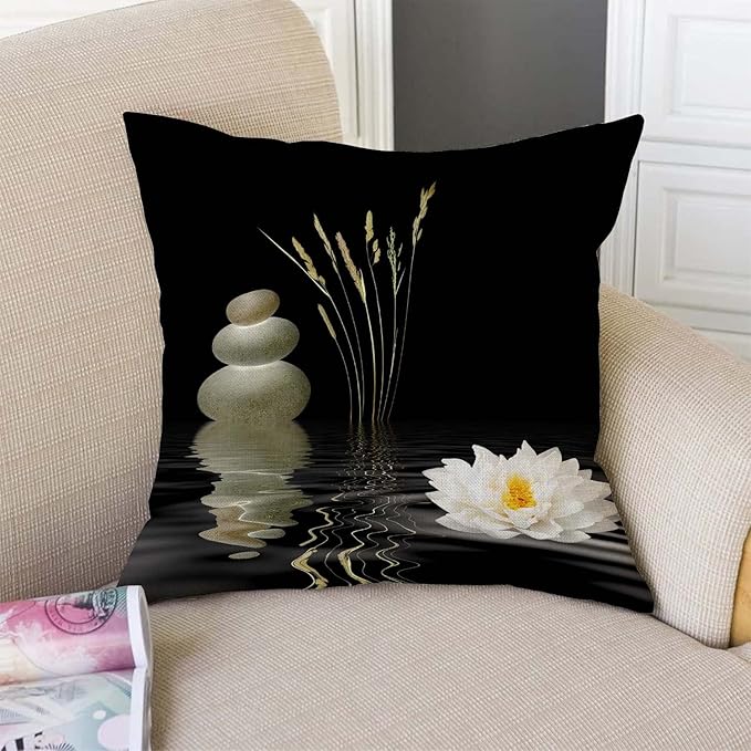 TSSOHU Decorative Throw Pillow Cover Asian Zen Stone, Pillow Covers 18"x 18" - Image 2
