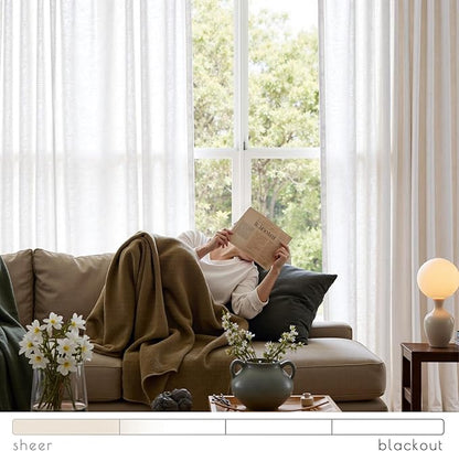 jinchan Off White Linen Blend Curtains 84 inch Length 2 Panel - Image 4