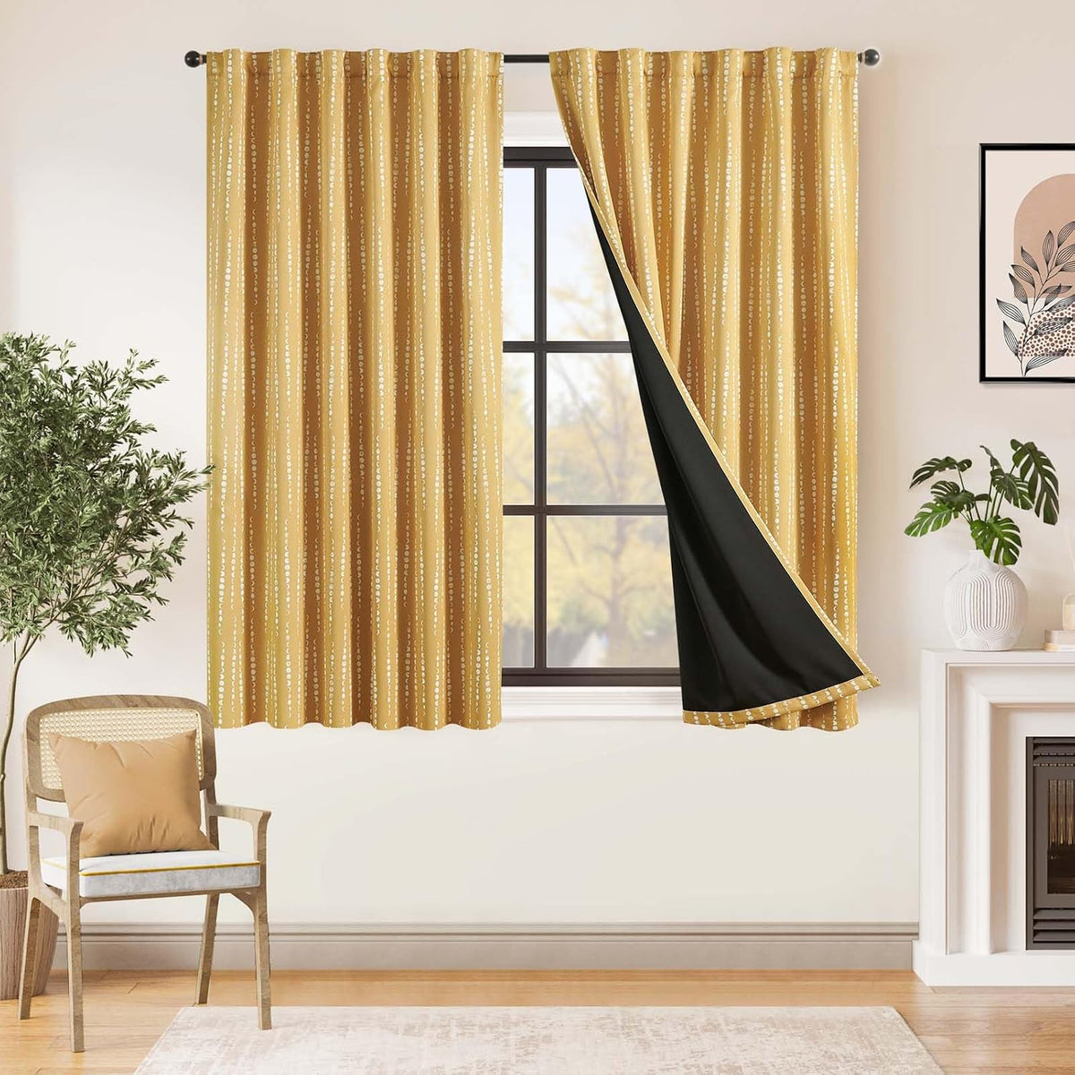 jinchan boho blackout curtains 63 inch length moon, main product view
