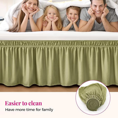RIMELA Sage Green Bed Skirt Full Size 15 Inch Drop, Elastic Bed Skirting - Image 8