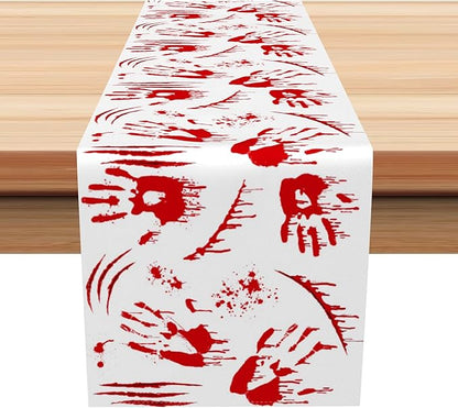 Happy Halloween Table Runner Scary Handprint Seasonal Holidays Indoor Outdoor by Kzzfqxb