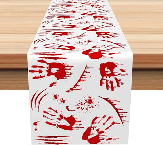 Happy Halloween Table Runner Scary Handprint Seasonal Holidays Indoor Outdoor by Kzzfqxb