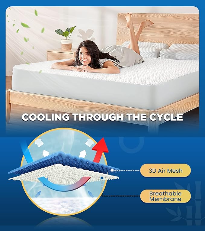 Premium 100% Waterproof Twin XL Mattress Protector Breathable Cooling 3D Air - Image 4