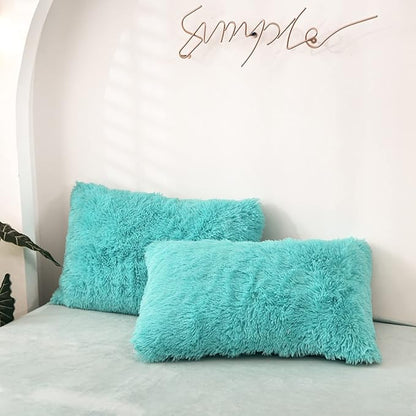 MorroMorn Decorative Pillows Covers, 2 Packs Faux Fur Pillow Cases Standard Size by MorroMorn