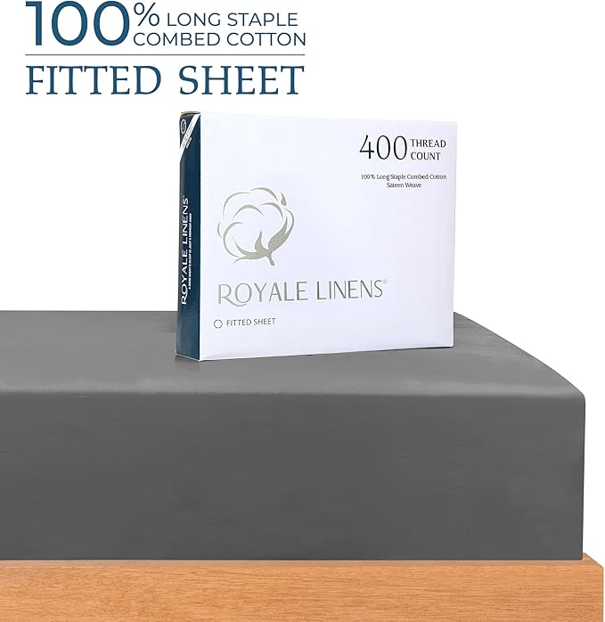 Royale Linens 400 Thread Count 100% American Grown Cotton Fitted Sheet Full Size - Image 2
