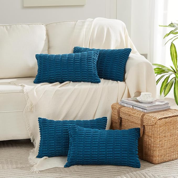 Fancy Homi 4 Packs Teal Lumbar Decorative Throw Pillow Covers 16x24 Inch by Fancy+Homi