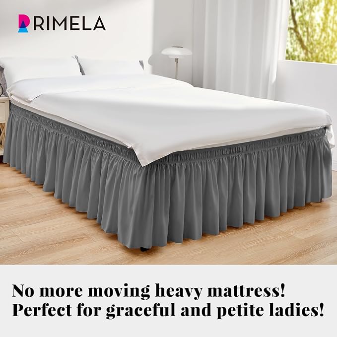 RIMELA Dark Grey Bed Skirt for Queen Size Beds & Matresses Wrap Around Elastic - Image 2