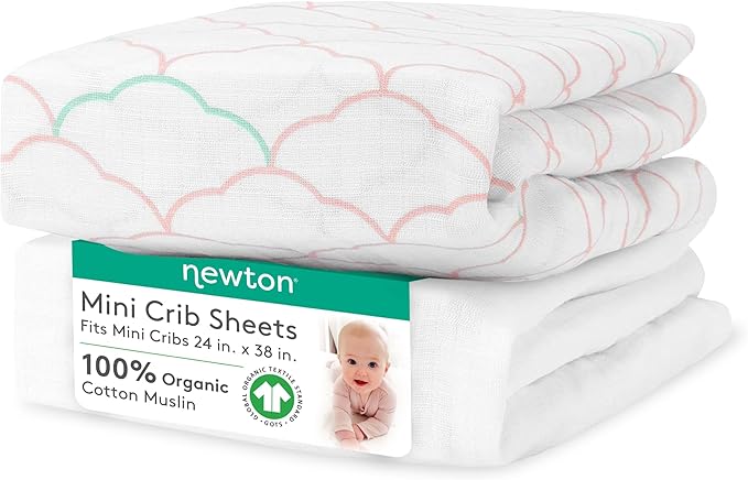 Newton Baby Fitted Mini Crib Sheets | Organic Muslin Cotton, Breathable & Soft by newton