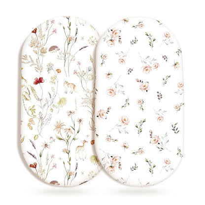 GRSSDER Ultra Soft Bassinet Sheets 2 Pack, Stretchy Breathable Knit Bassinet by BUYNOW