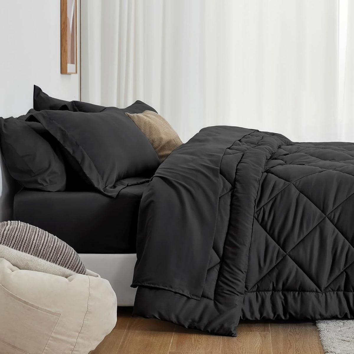 love's cabin queen comforter set, 7 pieces bed, front angle view