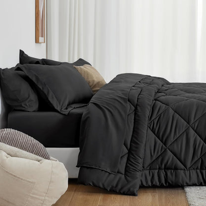 love's cabin queen comforter set, 7 pieces bed, front angle view