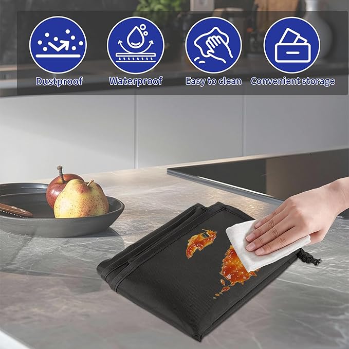 Black Air Fryer Cover for Kitchen Counter, Heavy Duty Heat-Resistant Dust Cover - Image 2