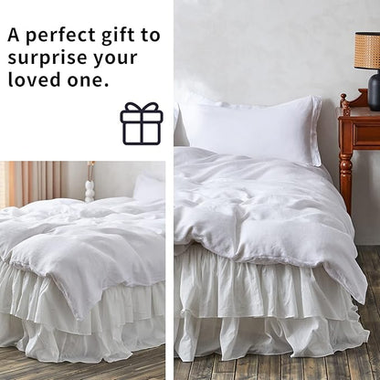 BISELINA White Ruffled Bed Skirt 22-Inch Tailored Drop Cotton Voile Dust Ruffle - Image 5