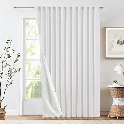 jinchan White Lined Linen Blend Curtain by JINCHAN