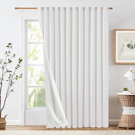 jinchan White Lined Linen Blend Curtain by JINCHAN