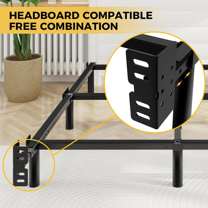 full bed frame with led lights, 7 inch, front angle view