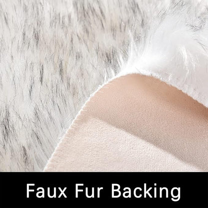 Latepis Grey and White Small Round Rug 3ft Faux Sheepskin Fur Circle Rug - Image 3