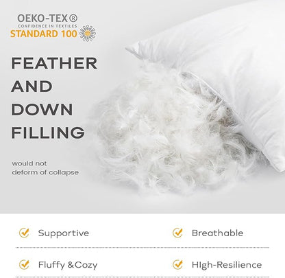 SAVORI Set of 2 Down and Feather Throw Pillow Inserts 24x24 Soft Fluffy Pillow - Image 2