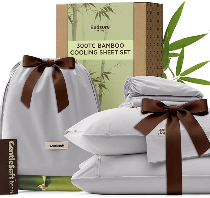 Bedsure Cooling Sheets, Rayon Derived from Bamboo & Cotton Blend, GentleSoft by BEDSURE