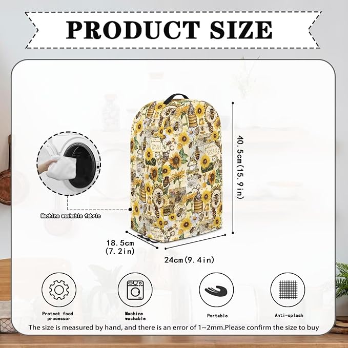 Blender Cover Stand Mixer Covers Sunflower Bee Anti Fingerprint Dust Covers - Image 5