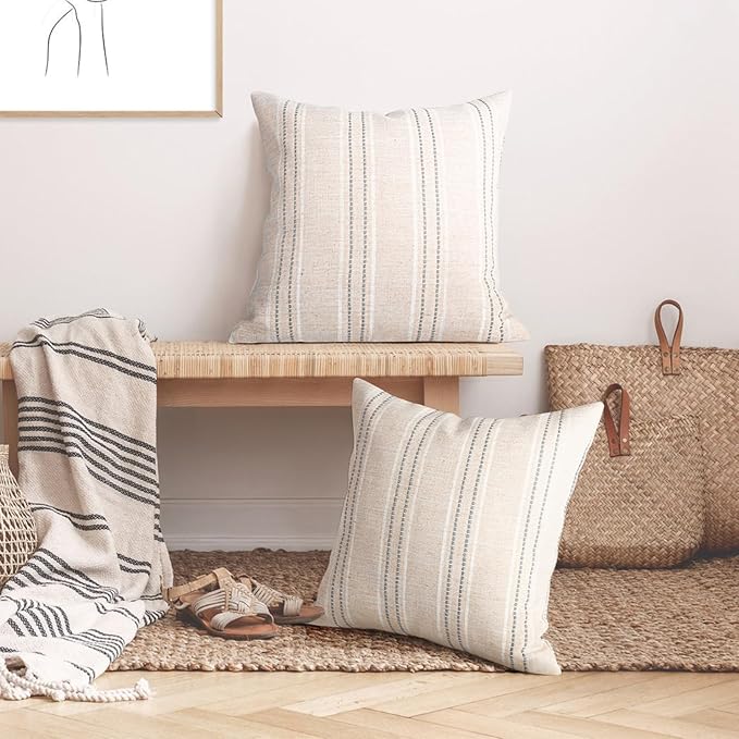 AELS 22x22 Decorative Farmhouse Linen Throw Pillow Covers, Boho Textured Pillow - Image 5