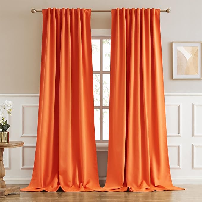 DUALIFE Blackout Long Curtain Drapes 120 Inch 2 Panels Set Back Tab Rod Pocket by DUALIFE