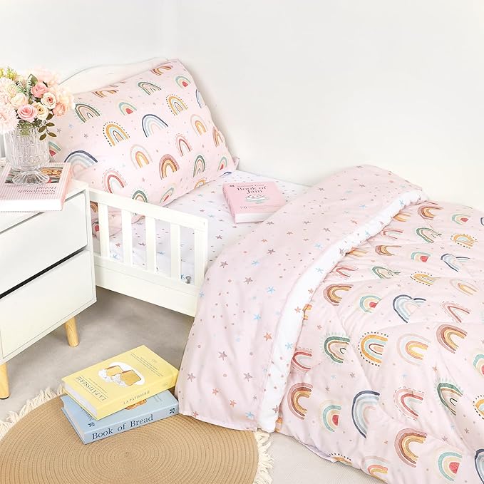 Toddler Bedding Set for Girls, 4 Piece Toddler Girl Bedding Set, Super Soft & - Image 2