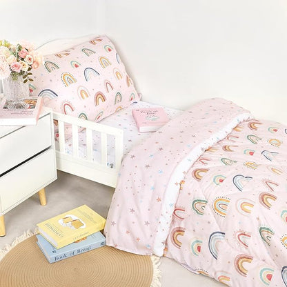 Toddler Bedding Set for Girls, 4 Piece Toddler Girl Bedding Set, Super Soft & - Image 2