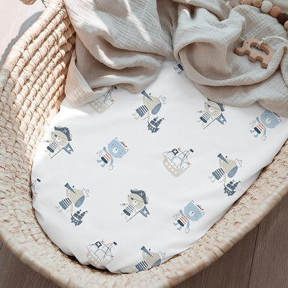 Baby Bassinet Sheets Girl Boy, Stretch Fitted Bassinet Sheet Set 3 Pack - Image 6