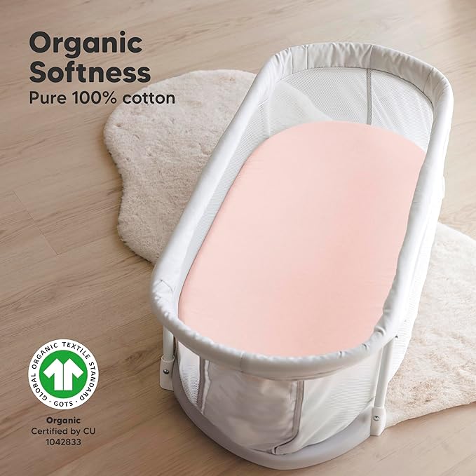2-Pack Organic Bassinet Sheets for Girls, Boys - Image 2