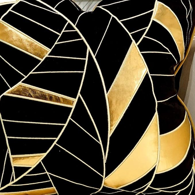 Avigers 20 x 20 Inches Black Gold Striped Cushion Case Luxury European Throw - Image 3