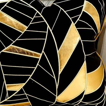 Avigers 20 x 20 Inches Black Gold Striped Cushion Case Luxury European Throw - Image 3