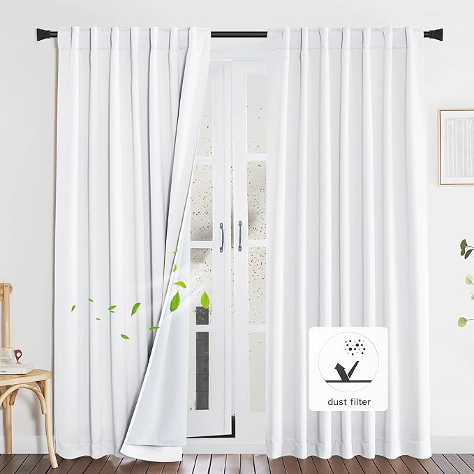 NICETOWN Dust Isolate Sound Barrier 100% Blackout Divider Curtains 84" Long Set - Image 9