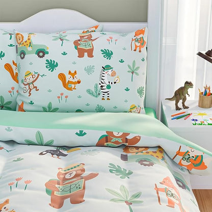 SANDJEST Jungle Animal Comforter Set Twin Size 68x86in - Image 4
