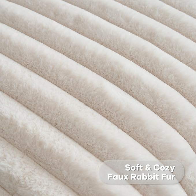 FUTEI Light Beige Throw Pillow Covers Set of 2, 18x18 Inch Striped Texture - Image 2